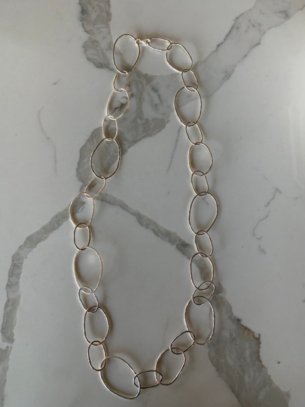 Silpada N2148 Bubble Up Large Hammered Link Chain Necklace .925 Sterling Silver